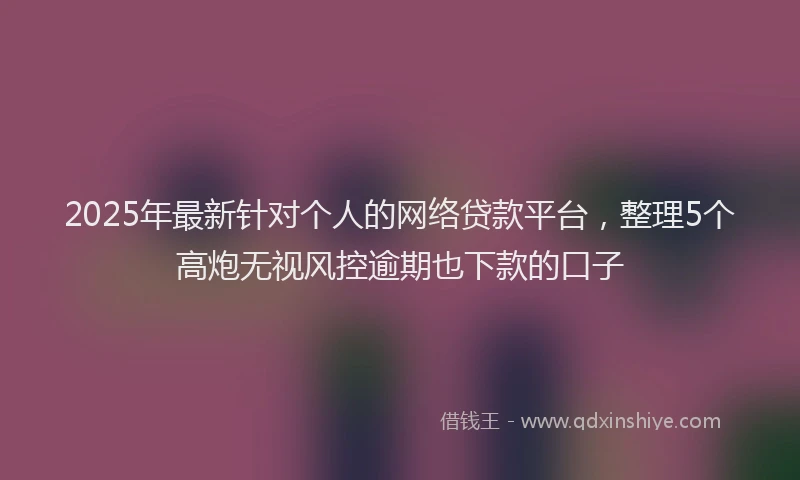 2025年最新针对个人的网络贷款平台，整理5个高炮无视风控逾期也下款的口子