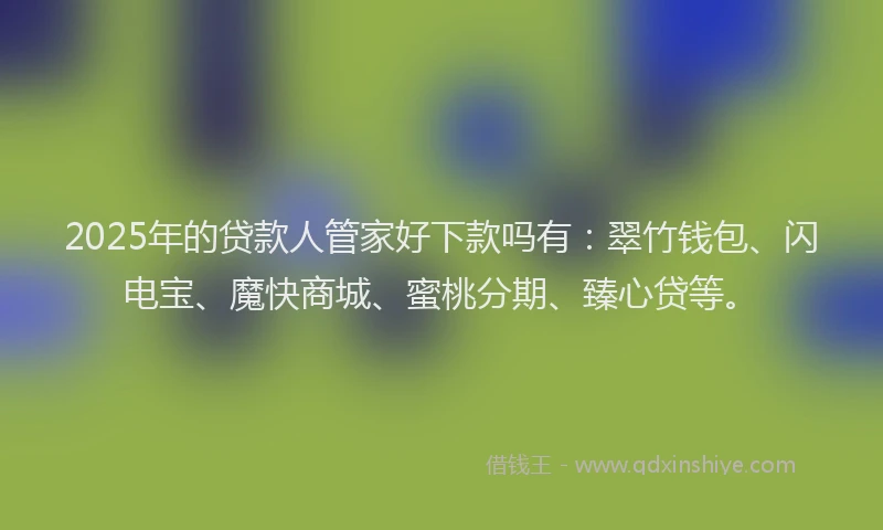 2025年的贷款人管家好下款吗有：翠竹钱包、闪电宝、魔快商城、蜜桃分期、臻心贷等。