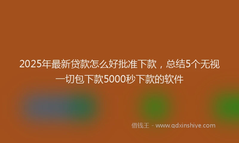 2025年最新贷款怎么好批准下款，总结5个无视一切包下款5000秒下款的软件