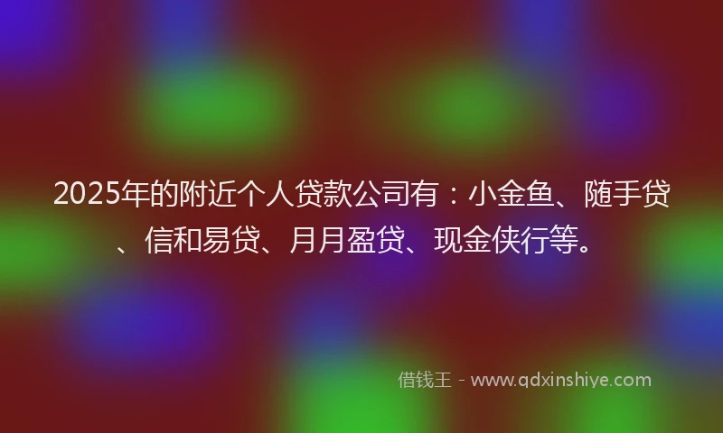 2025年的附近个人贷款公司有：小金鱼、随手贷、信和易贷、月月盈贷、现金侠行等。