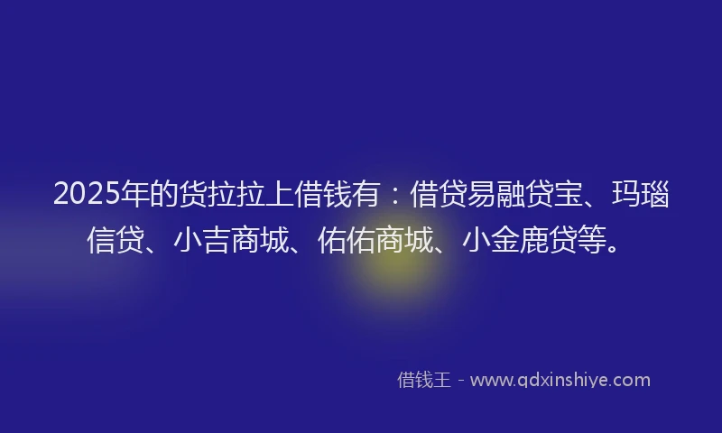 2025年的货拉拉上借钱有：借贷易融贷宝、玛瑙信贷、小吉商城、佑佑商城、小金鹿贷等。