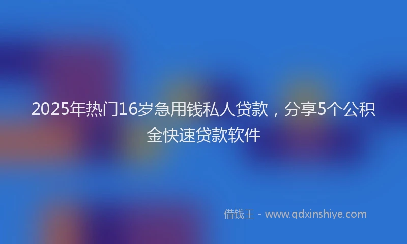 2025年热门16岁急用钱私人贷款，分享5个公积金快速贷款软件
