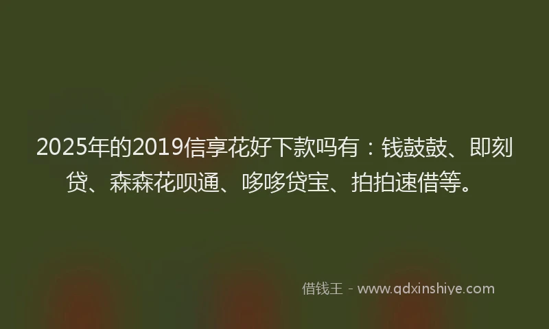 2025年的2019信享花好下款吗有：钱鼓鼓、即刻贷、森森花呗通、哆哆贷宝、拍拍速借等。