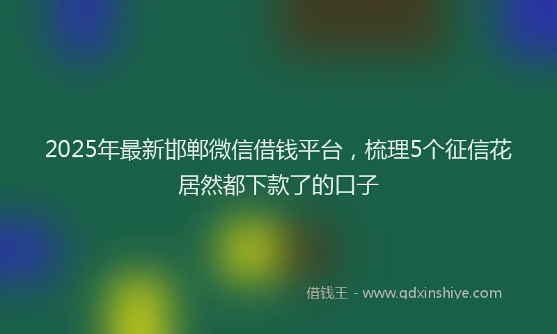 2025年最新邯郸微信借钱平台，梳理5个征信花居然都下款了的口子