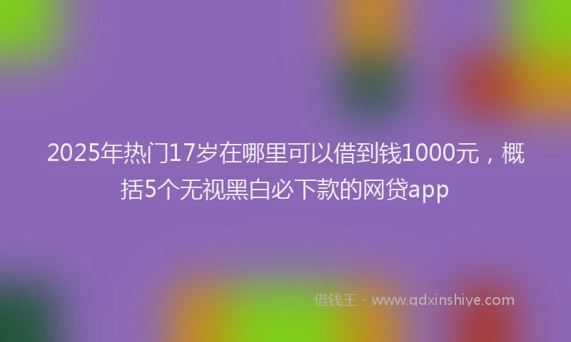 2025年热门17岁在哪里可以借到钱1000元，概括5个无视黑白必下款的网贷app