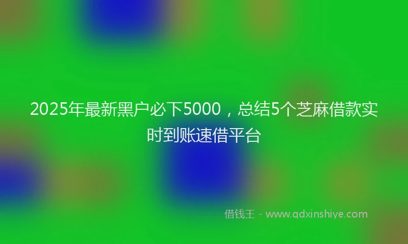 2025年最新黑户必下5000，总结5个芝麻借款实时到账速借平台