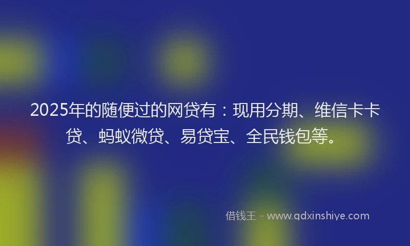 2025年的随便过的网贷有：现用分期、维信卡卡贷、蚂蚁微贷、易贷宝、全民钱包等。