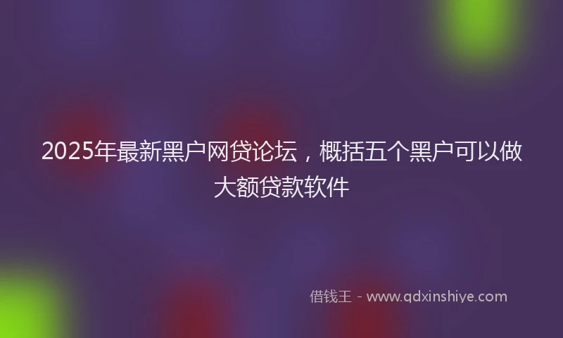 2025年最新黑户网贷论坛，概括五个黑户可以做大额贷款软件