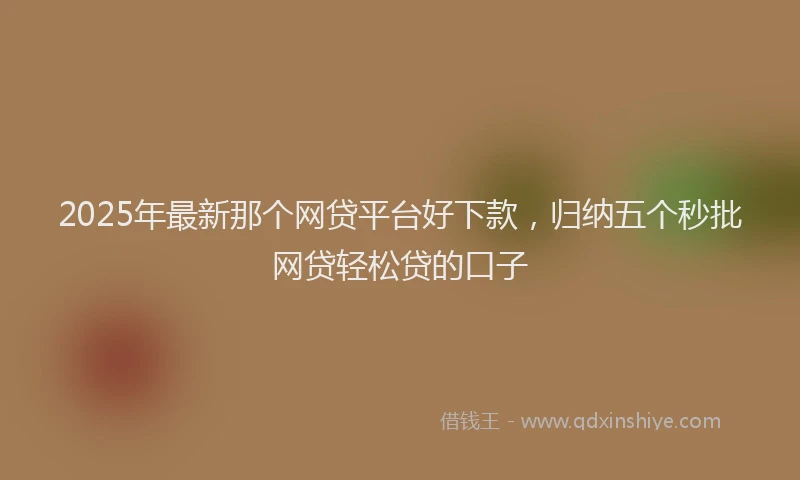 2025年最新那个网贷平台好下款，归纳五个秒批网贷轻松贷的口子