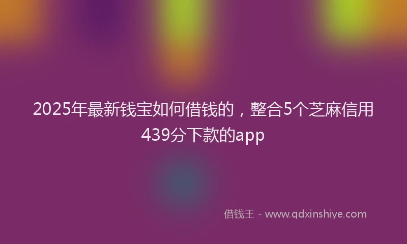 2025年最新钱宝如何借钱的，整合5个芝麻信用439分下款的app