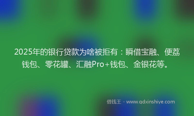 2025年的银行贷款为啥被拒有：瞬借宝融、便荔钱包、零花罐、汇融Pro+钱包、金银花等。