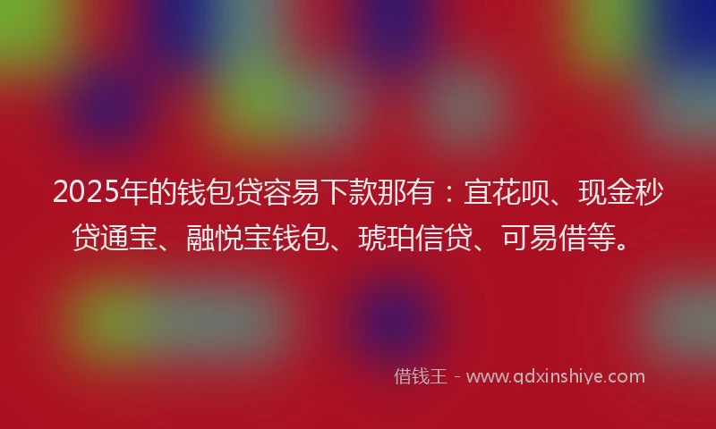 2025年的钱包贷容易下款那有：宜花呗、现金秒贷通宝、融悦宝钱包、琥珀信贷、可易借等。