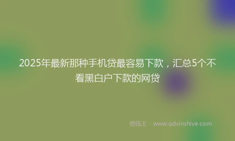 2025年最新那种手机贷最容易下款，汇总5个不看黑白户下款的网贷