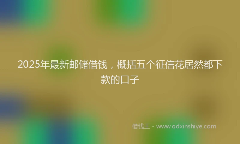 2025年最新邮储借钱，概括五个征信花居然都下款的口子