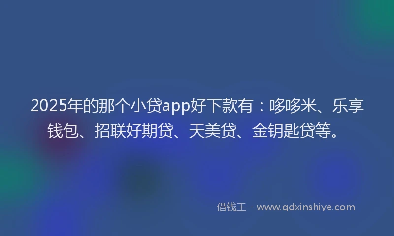 2025年的那个小贷app好下款有：哆哆米、乐享钱包、招联好期贷、天美贷、金钥匙贷等。
