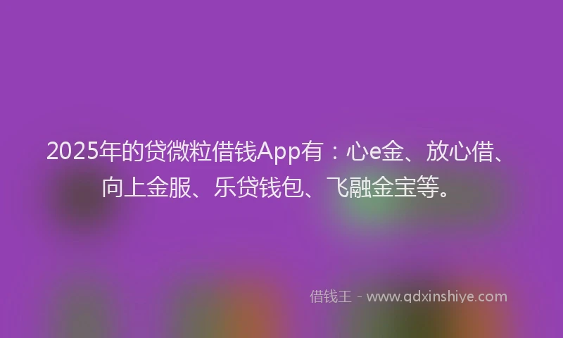 2025年的贷微粒借钱App有：心e金、放心借、向上金服、乐贷钱包、飞融金宝等。