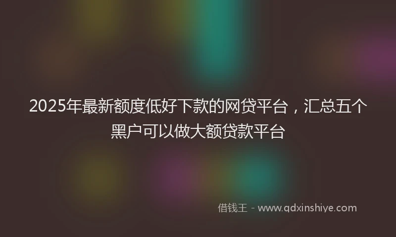 2025年最新额度低好下款的网贷平台，汇总五个黑户可以做大额贷款平台