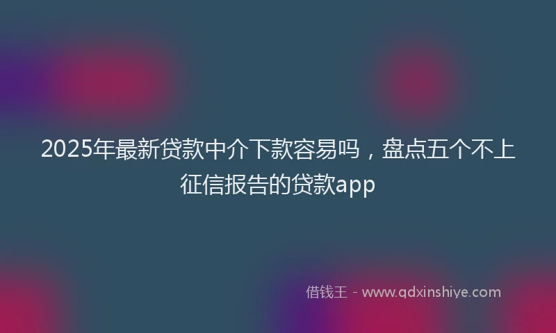 2025年最新贷款中介下款容易吗，盘点五个不上征信报告的贷款app