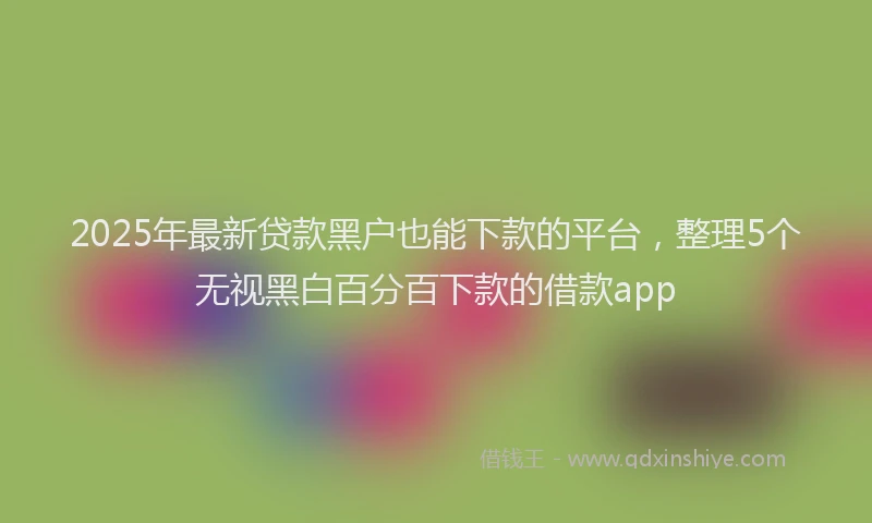 2025年最新贷款黑户也能下款的平台，整理5个无视黑白百分百下款的借款app