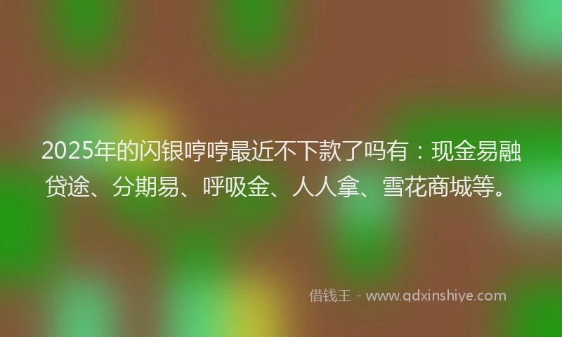 2025年的闪银哼哼最近不下款了吗有：现金易融贷途、分期易、呼吸金、人人拿、雪花商城等。
