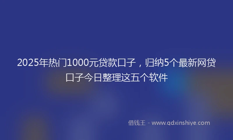2025年热门1000元贷款口子，归纳5个最新网贷口子今日整理这五个软件