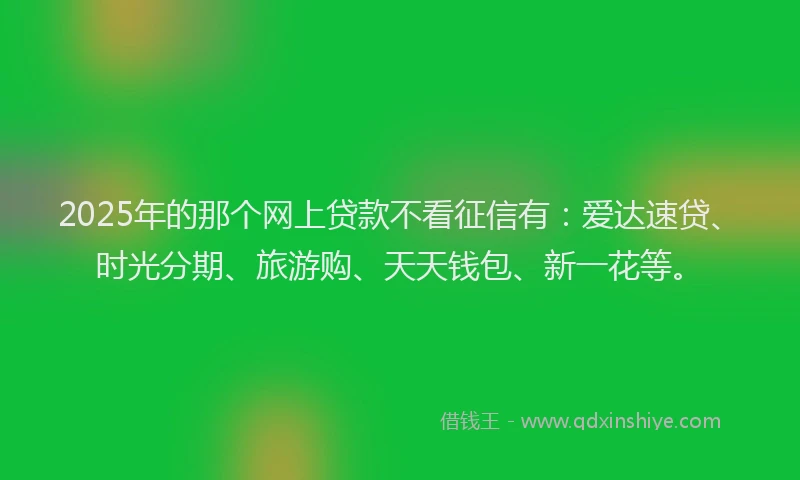 2025年的那个网上贷款不看征信有：爱达速贷、时光分期、旅游购、天天钱包、新一花等。
