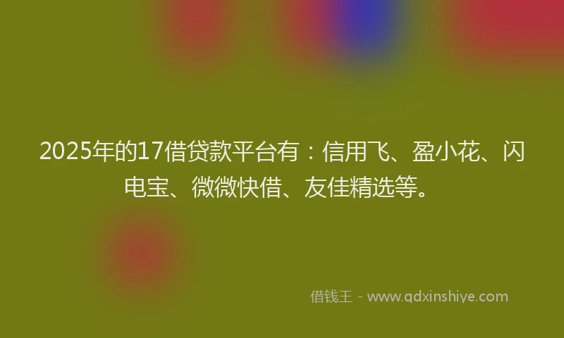 2025年的17借贷款平台有：信用飞、盈小花、闪电宝、微微快借、友佳精选等。