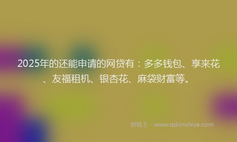 2025年的还能申请的网贷有：多多钱包、享来花、友福租机、银杏花、麻袋财富等。