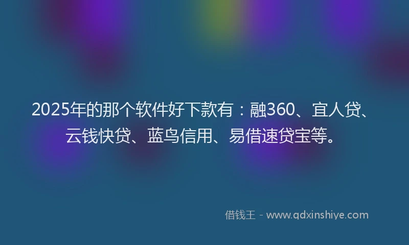 2025年的那个软件好下款有：融360、宜人贷、云钱快贷、蓝鸟信用、易借速贷宝等。