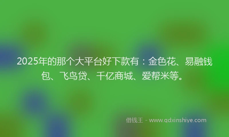 2025年的那个大平台好下款有：金色花、易融钱包、飞鸟贷、千亿商城、爱帮米等。