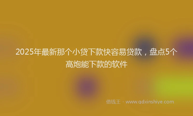 2025年最新那个小贷下款快容易贷款，盘点5个高炮能下款的软件
