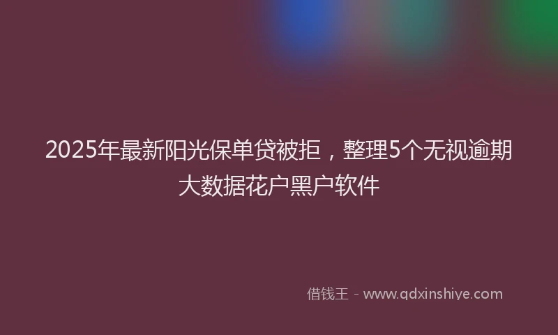 2025年最新阳光保单贷被拒，整理5个无视逾期大数据花户黑户软件