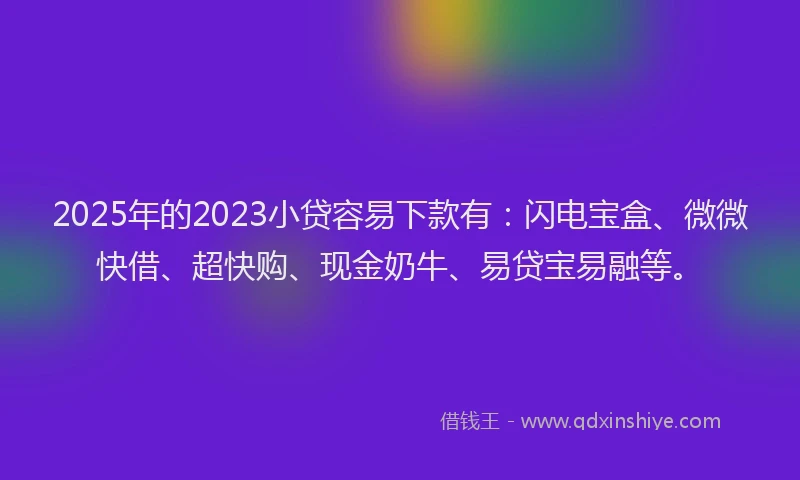 2025年的2023小贷容易下款有：闪电宝盒、微微快借、超快购、现金奶牛、易贷宝易融等。