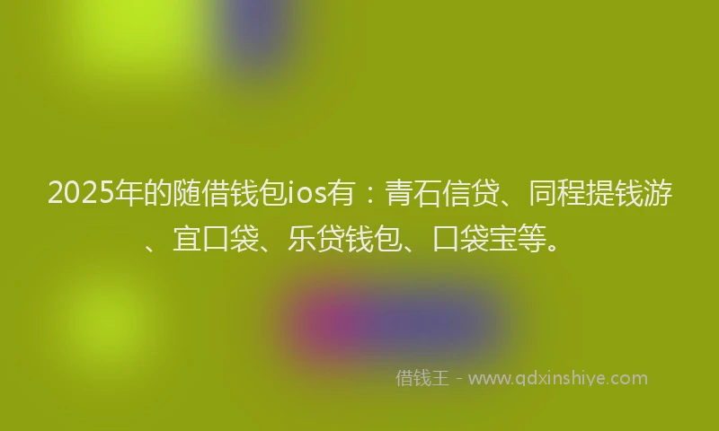2025年的随借钱包ios有：青石信贷、同程提钱游、宜口袋、乐贷钱包、口袋宝等。