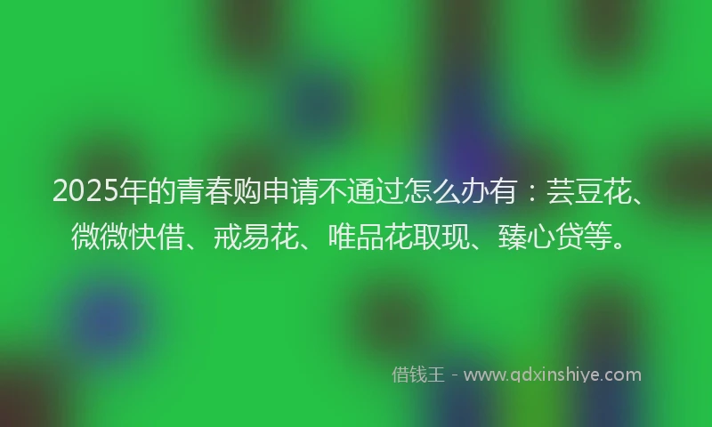 2025年的青春购申请不通过怎么办有：芸豆花、微微快借、戒易花、唯品花取现、臻心贷等。