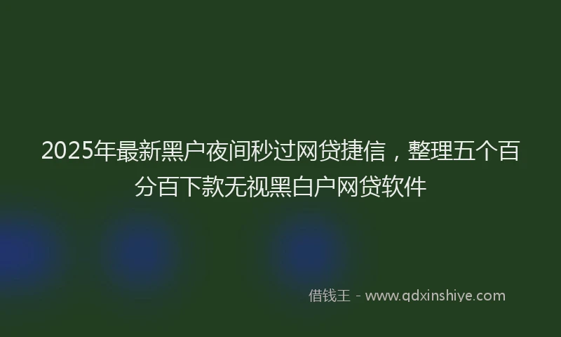 2025年最新黑户夜间秒过网贷捷信，整理五个百分百下款无视黑白户网贷软件