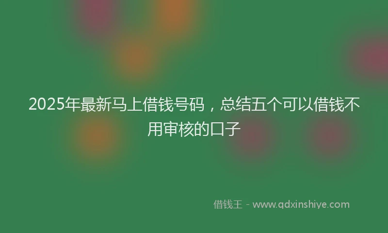 2025年最新马上借钱号码，总结五个可以借钱不用审核的口子