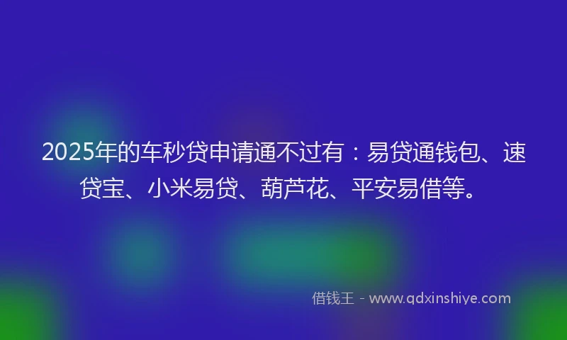 2025年的车秒贷申请通不过有：易贷通钱包、速贷宝、小米易贷、葫芦花、平安易借等。