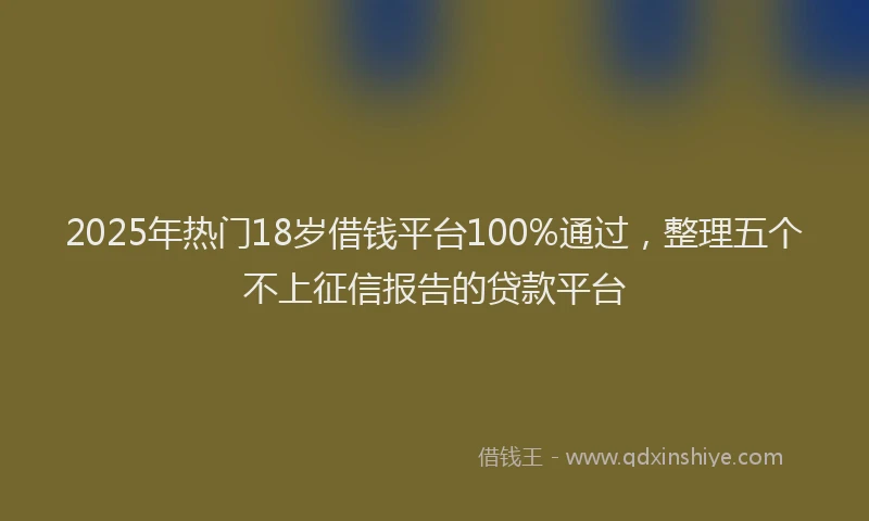 2025年热门18岁借钱平台100%通过，整理五个不上征信报告的贷款平台