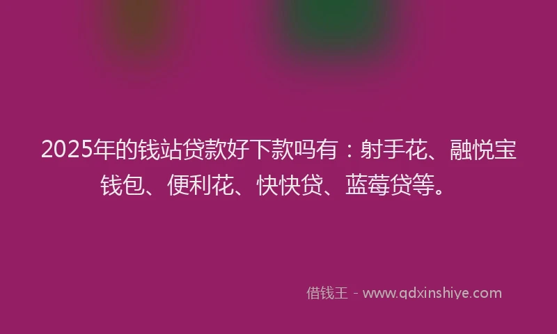 2025年的钱站贷款好下款吗有：射手花、融悦宝钱包、便利花、快快贷、蓝莓贷等。
