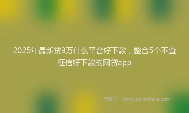 2025年最新贷3万什么平台好下款，整合5个不查征信好下款的网贷app
