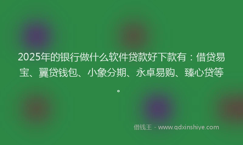 2025年的银行做什么软件贷款好下款有：借贷易宝、翼贷钱包、小象分期、永卓易购、臻心贷等。