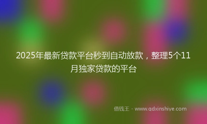 2025年最新贷款平台秒到自动放款，整理5个11月独家贷款的平台