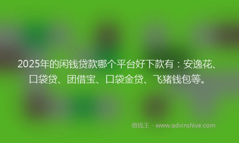 2025年的闲钱贷款哪个平台好下款有：安逸花、口袋贷、团借宝、口袋金贷、飞猪钱包等。