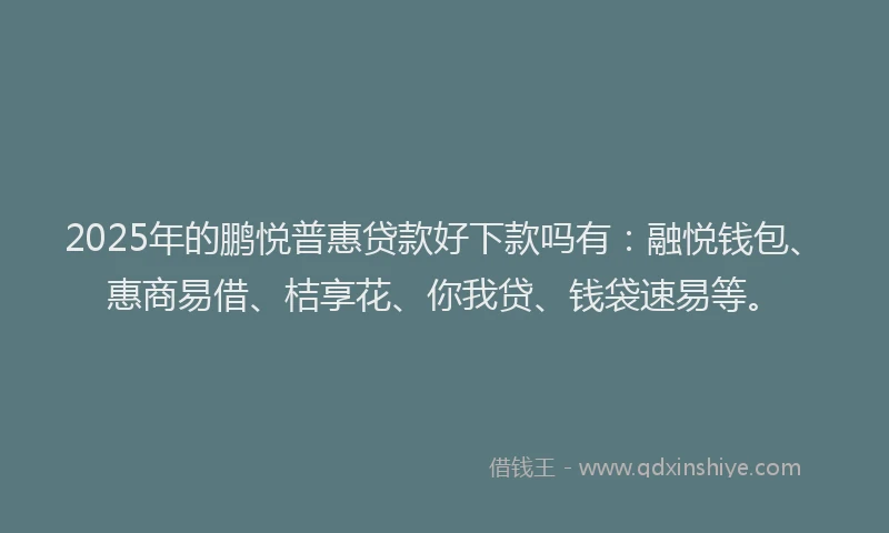 2025年的鹏悦普惠贷款好下款吗有：融悦钱包、惠商易借、桔享花、你我贷、钱袋速易等。