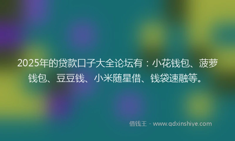 2025年的贷款口子大全论坛有：小花钱包、菠萝钱包、豆豆钱、小米随星借、钱袋速融等。
