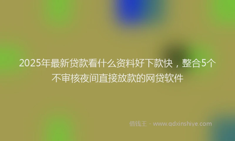 2025年最新贷款看什么资料好下款快，整合5个不审核夜间直接放款的网贷软件