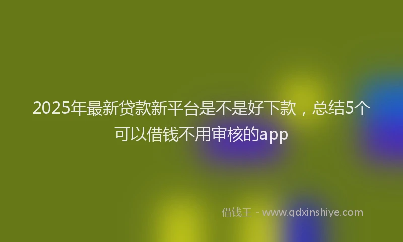 2025年最新贷款新平台是不是好下款，总结5个可以借钱不用审核的app