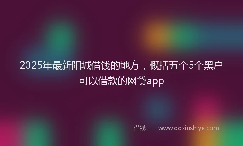 2025年最新阳城借钱的地方，概括五个5个黑户可以借款的网贷app