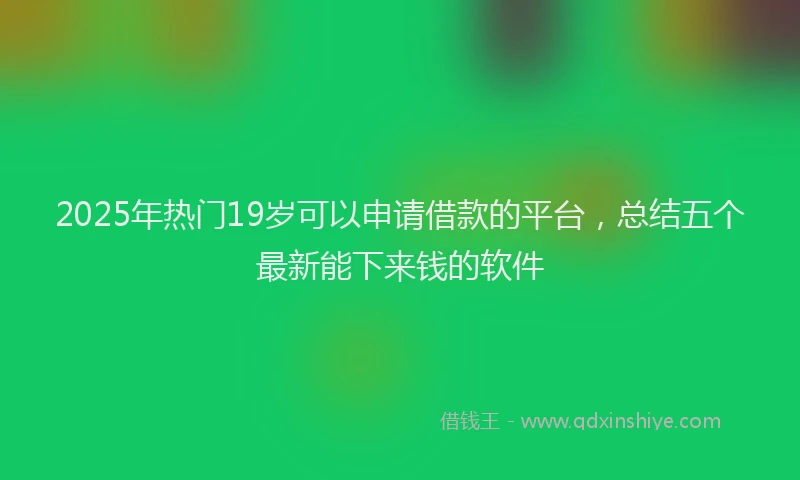 2025年热门19岁可以申请借款的平台，总结五个最新能下来钱的软件
